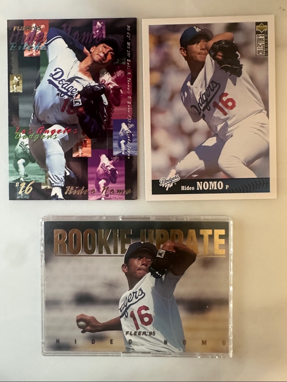 Hideo Nomo LA Dodgers Baseball Card Bundle 3 Rookie Fleers 1995/Upper Deck 1997